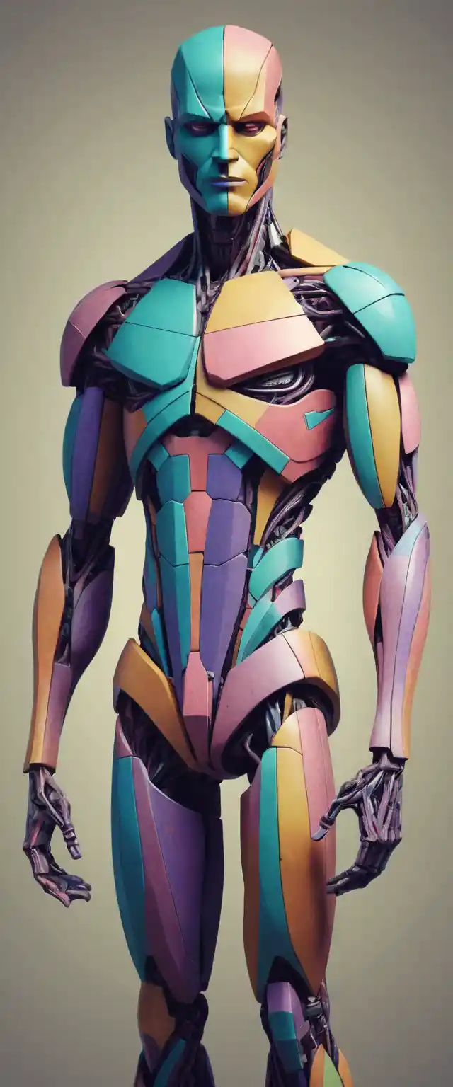 Colorful abstract figure drawn with vivid pastel linework