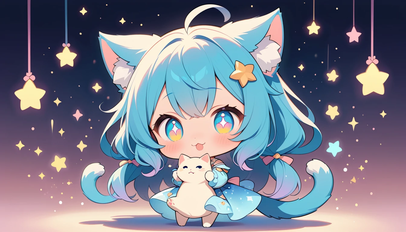 愛らしいちびキャラ3Dアニメ猫耳少女が優しい魔法をかける