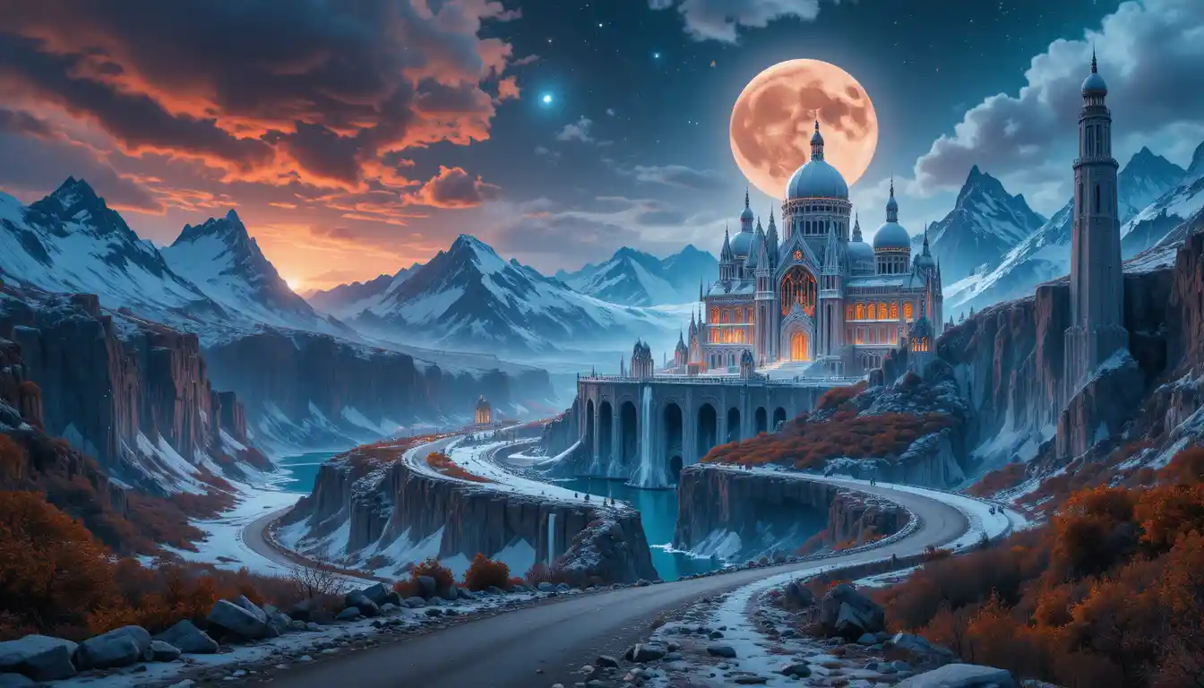 ドラゴン形の星空が広がる秋の谷の夜景