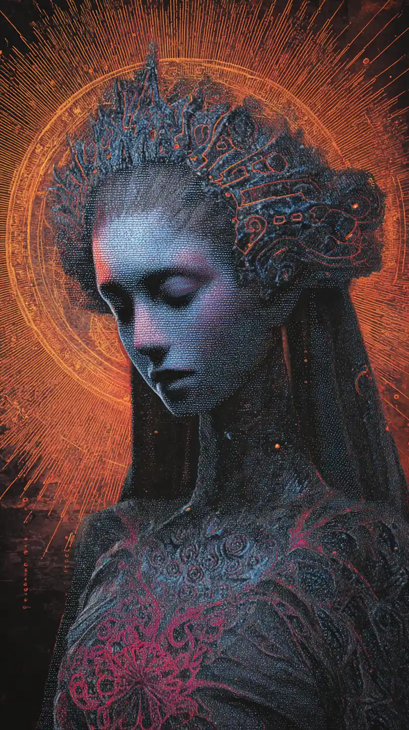 Stardust fantasy woman glowing in a cosmic night portrait