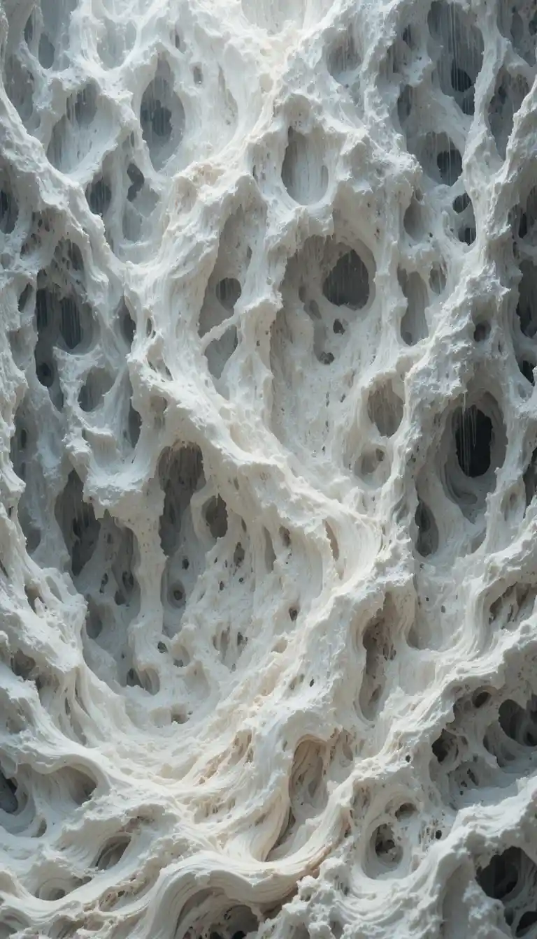 Lava frattale bianca che vortica in uno spazio astratto e caotico