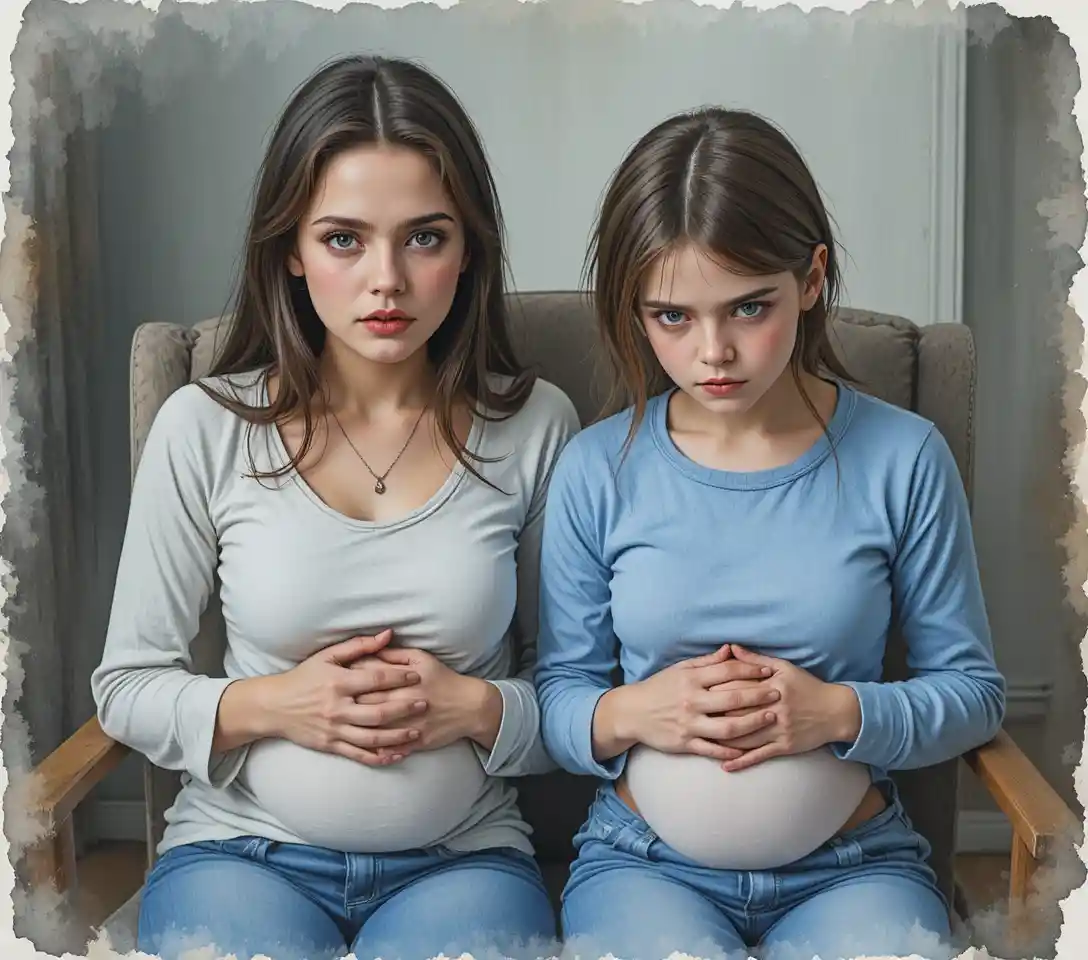 Terrified woman and teen bound on chairs before camera