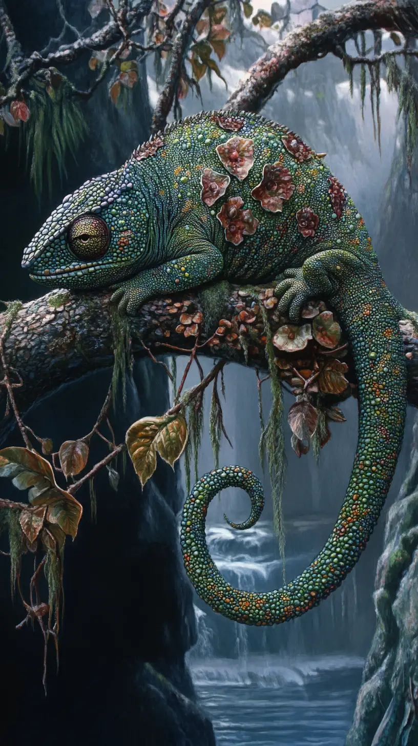 Surreal chameleon illusion in a strange transforming scene