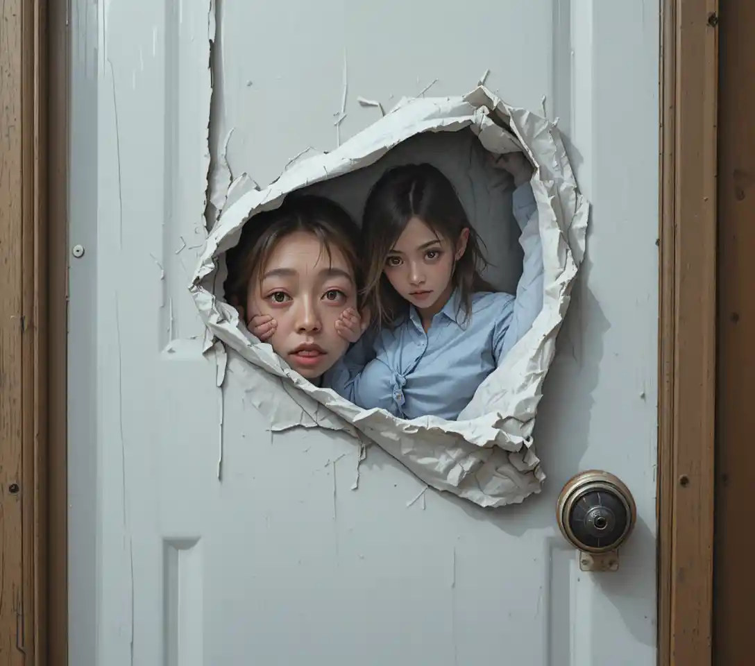 Terrified woman and teen bound to chairs in dim room