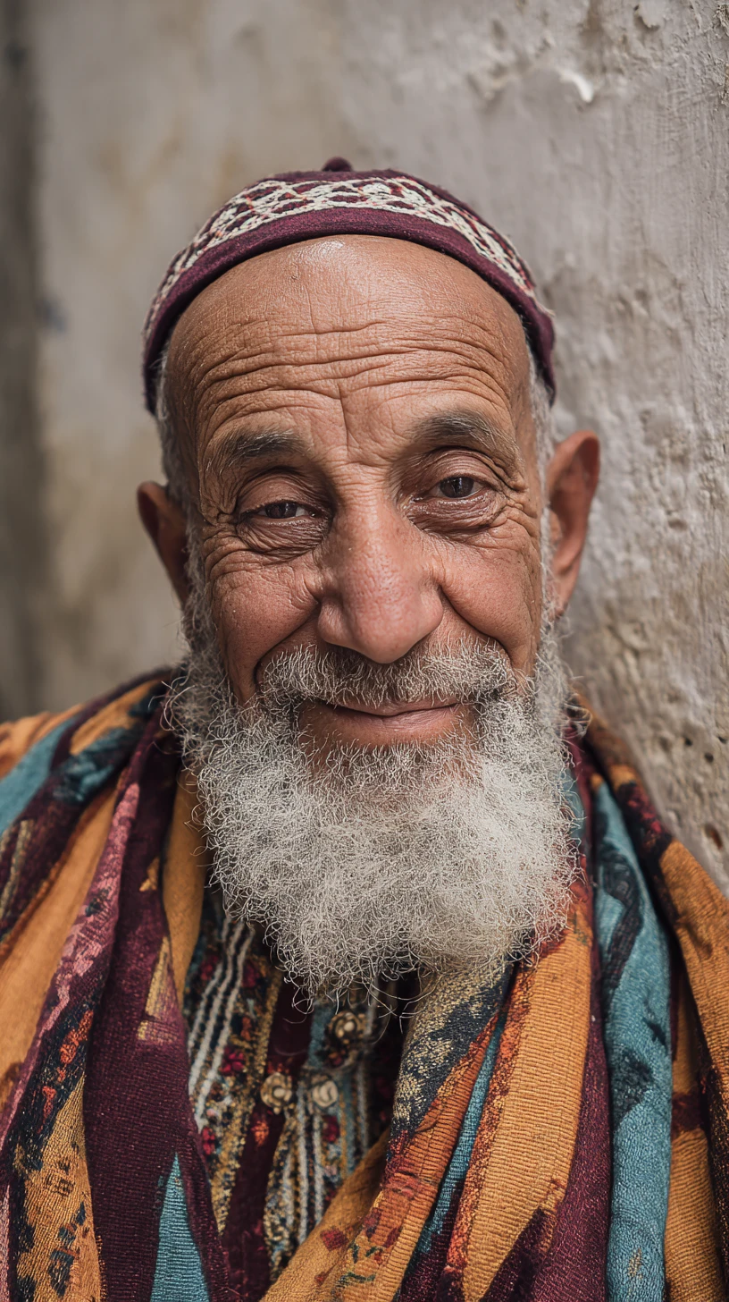 Friendly Algerian old man in the Casbah street portrait