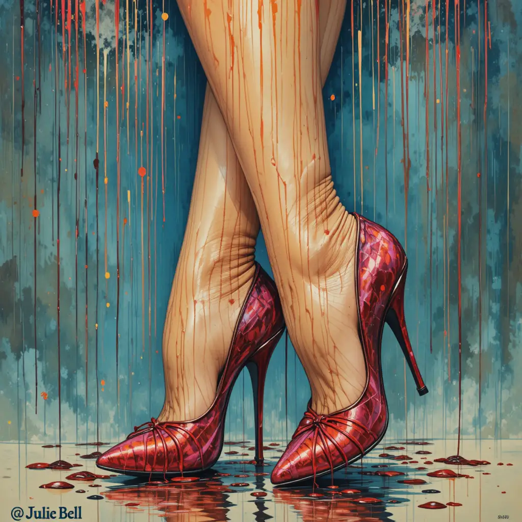 Stylized poster illustration of elegant high heel shoes