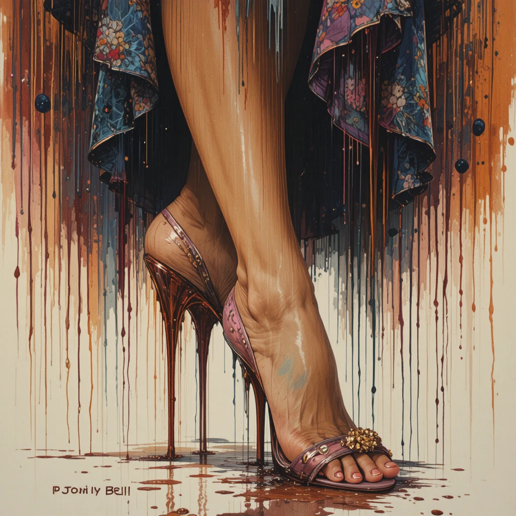 Colorful poster illustration of elegant high heel shoes