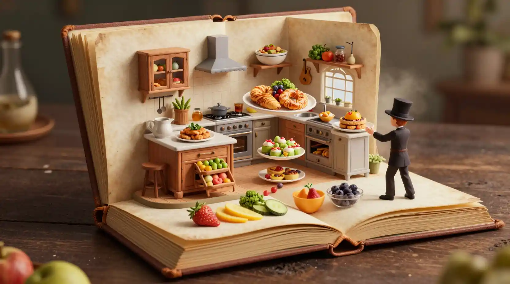 Little magician turning pages of a giant 3d book