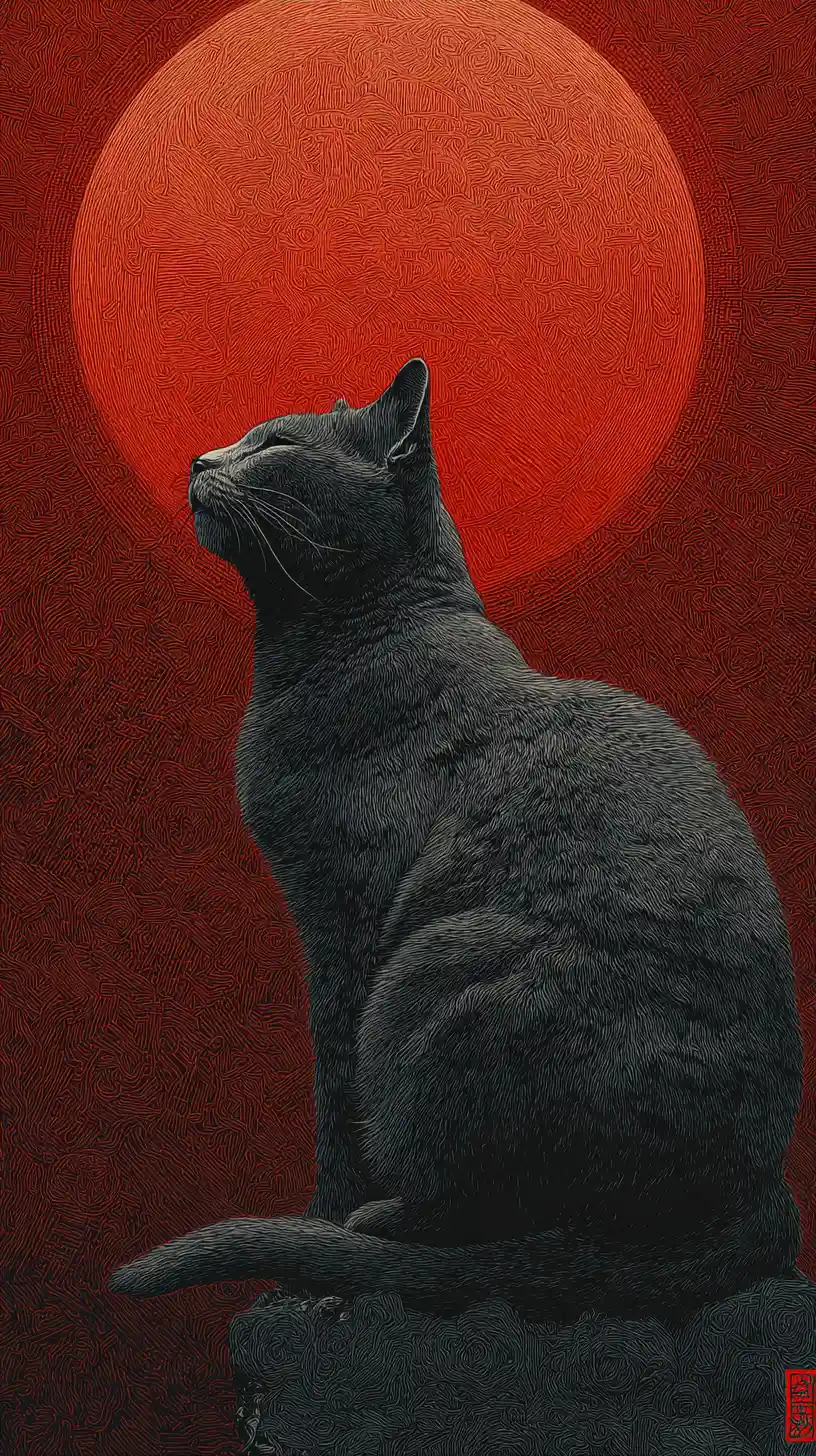 Supernatural Cat Spirit Under A Perfect Moonlit Sky