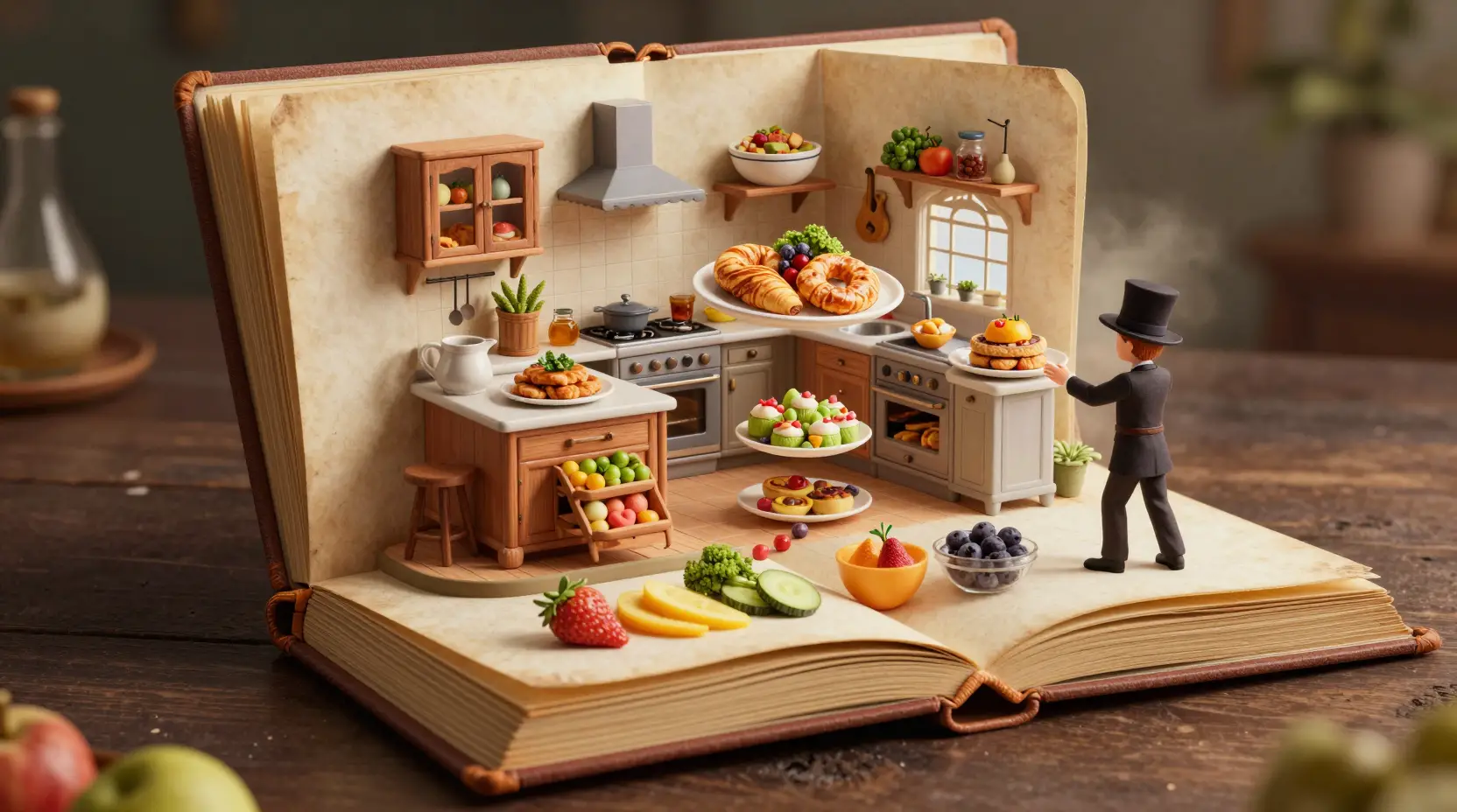 Little magician turning pages of a giant 3d book