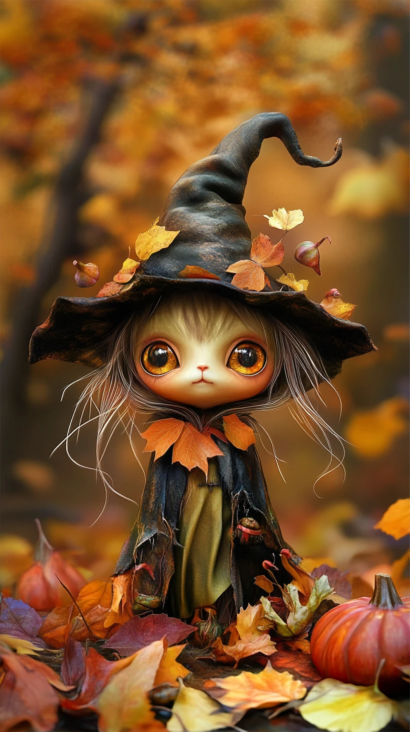 Créature fantastique féerique dans une scène d’Halloween vibrante