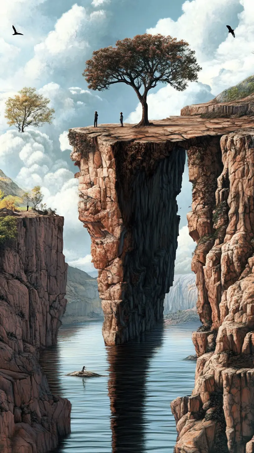Arte surreale di illusione con molteplici scene visive sovrapposte