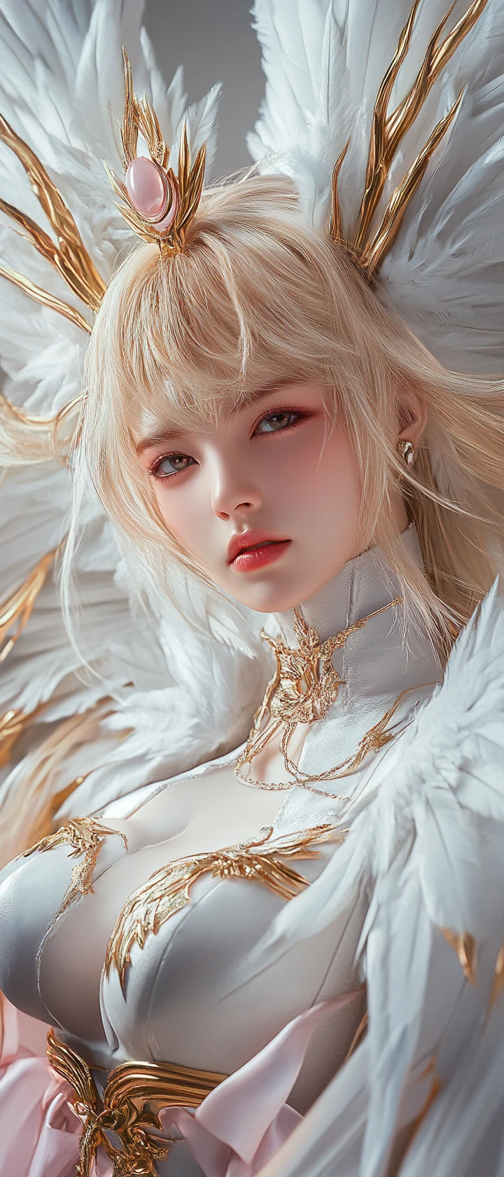 Angel winged idol portrait in soft sunlight