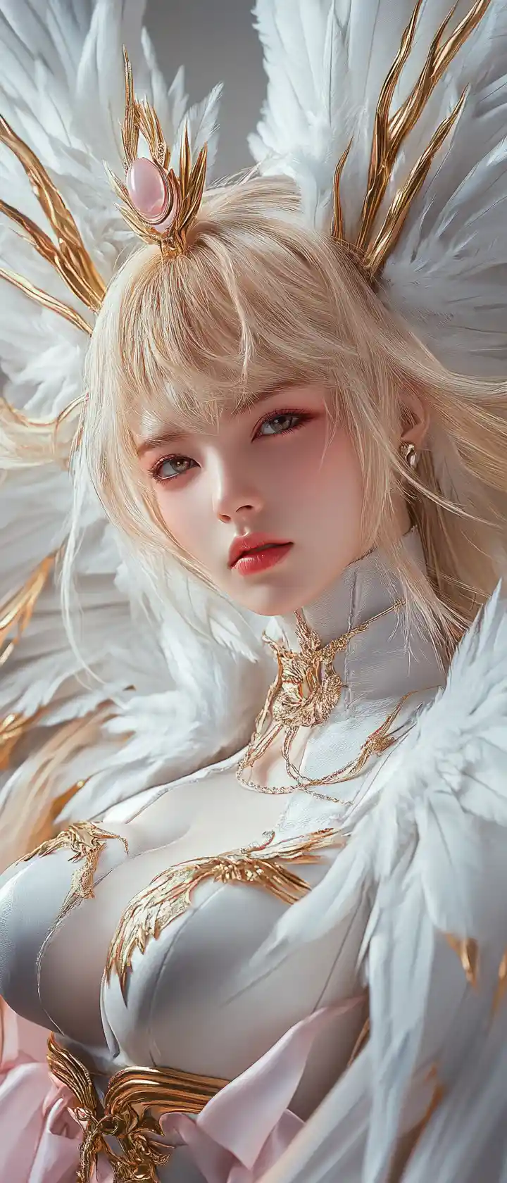 Angel winged idol portrait in soft sunlight