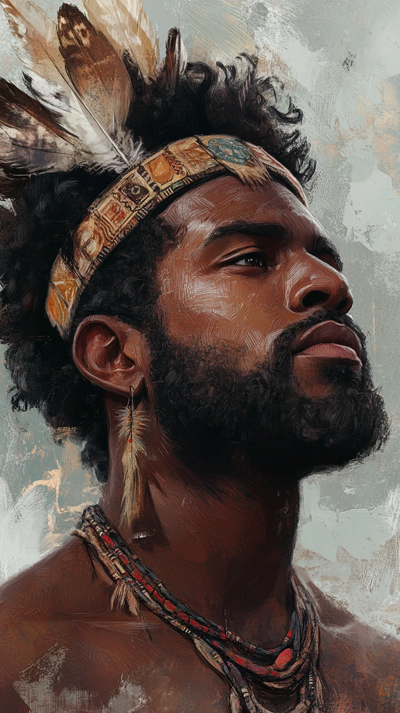 Peaceful close up portrait of a black man in profile