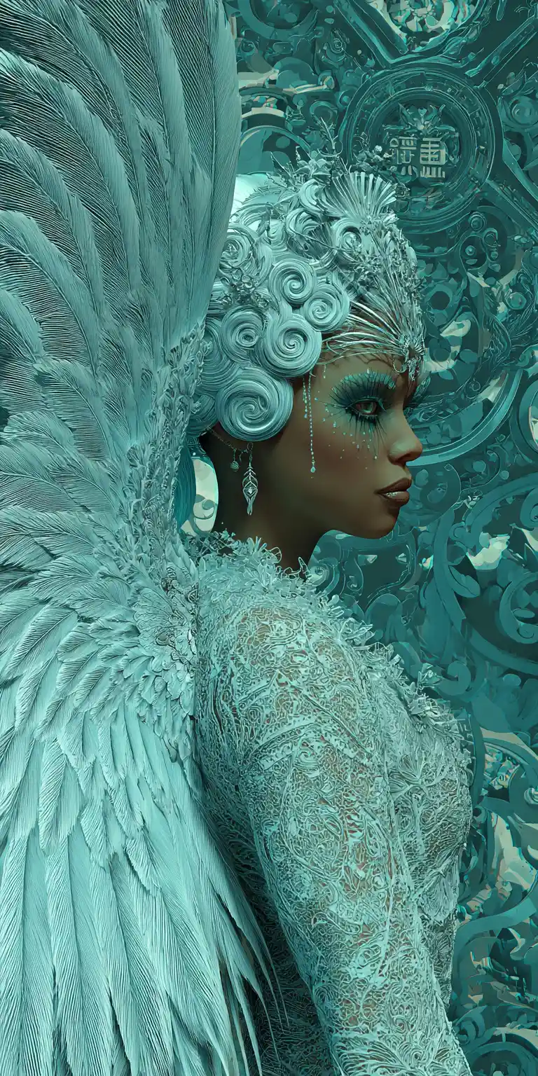 Ethereal Guardian Angel With Wings And Heavenly Stairways