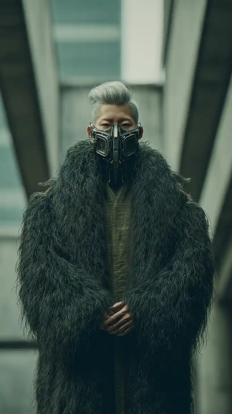 Elderly cybernetic woman warlord leading gang in Hong Kong