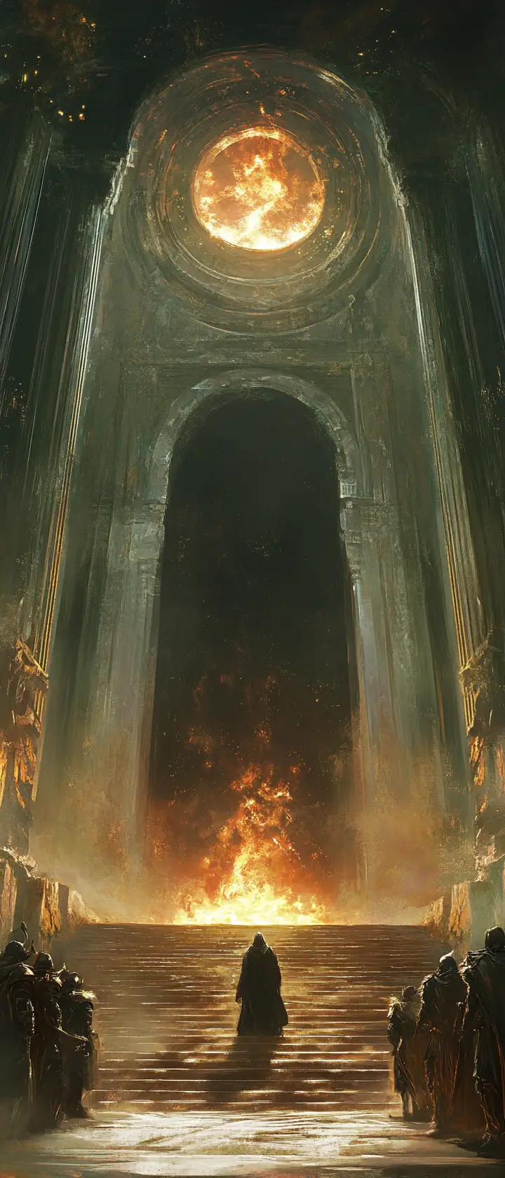 Wizard Of Light Addressing Dwarven Guardians In Temple Hall