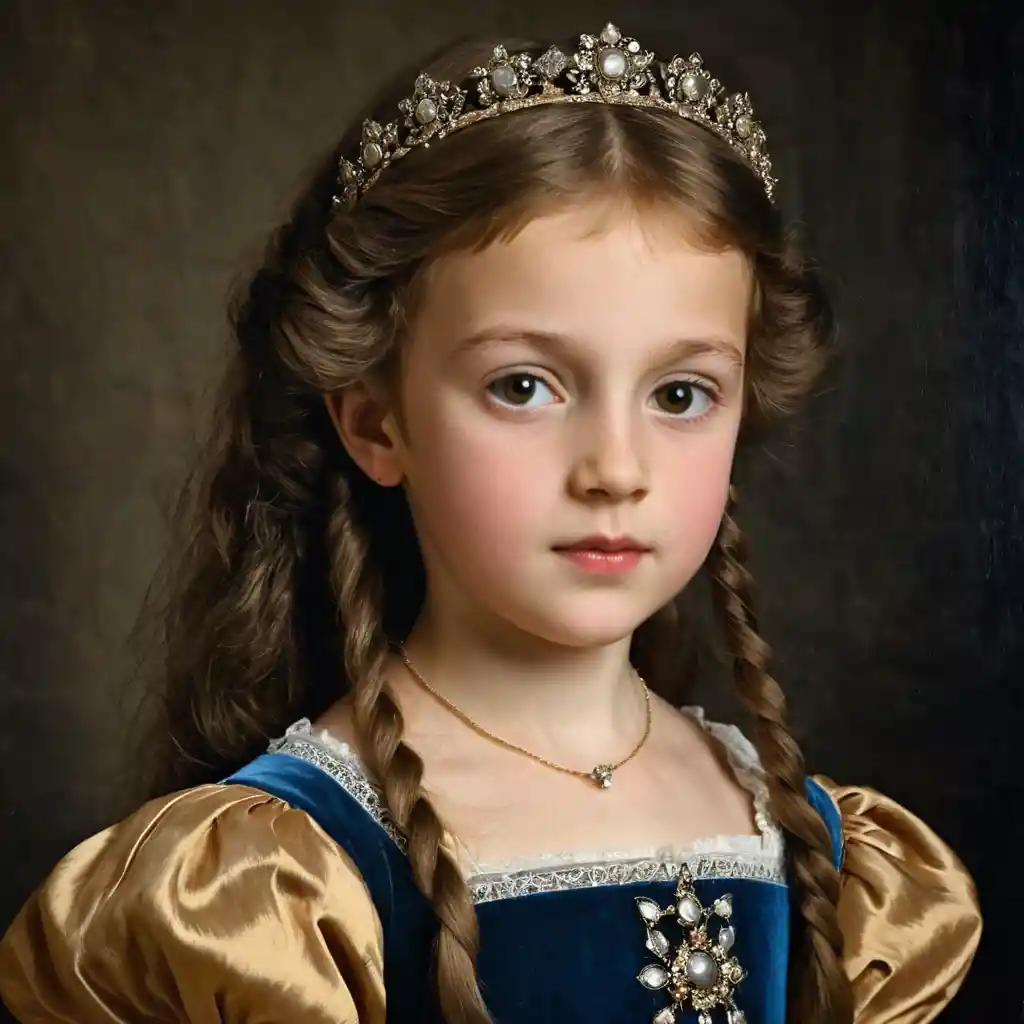 暗い瞳の若いフランス人少女のルネサンス肖像画