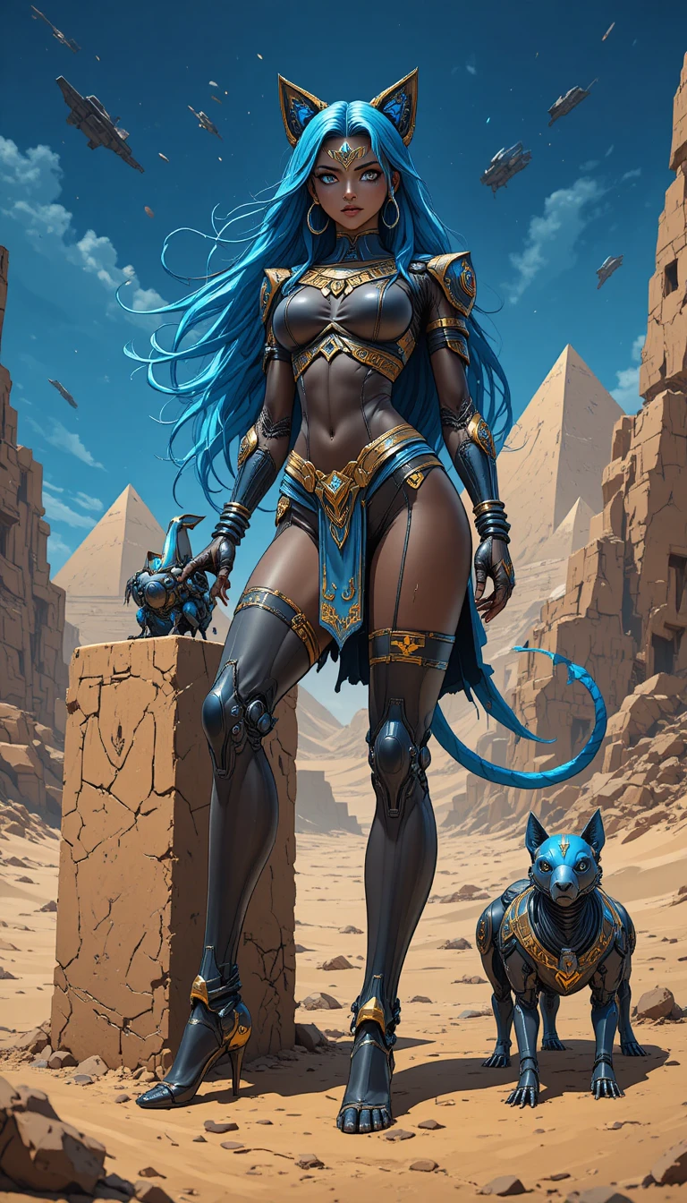 Anime warrior woman with glowing runes in battle stance