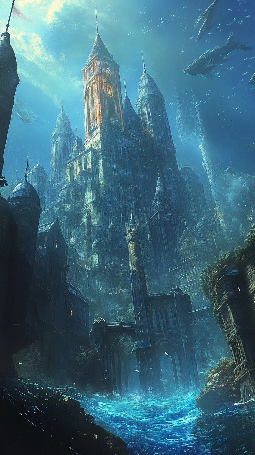 Mystischer Leviathan erhebt sich in einer ruinösen Fantasywelt