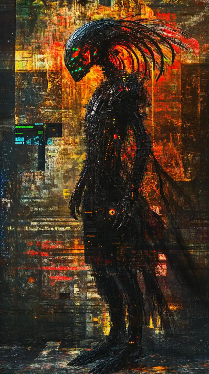 Surreal celestial alien creature in a shifting illusion scene