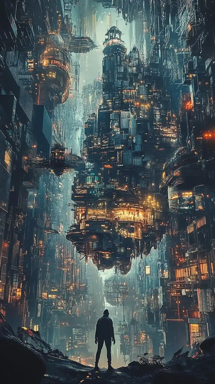Surreal dark fantasy illusion in cyberpunk inspired art