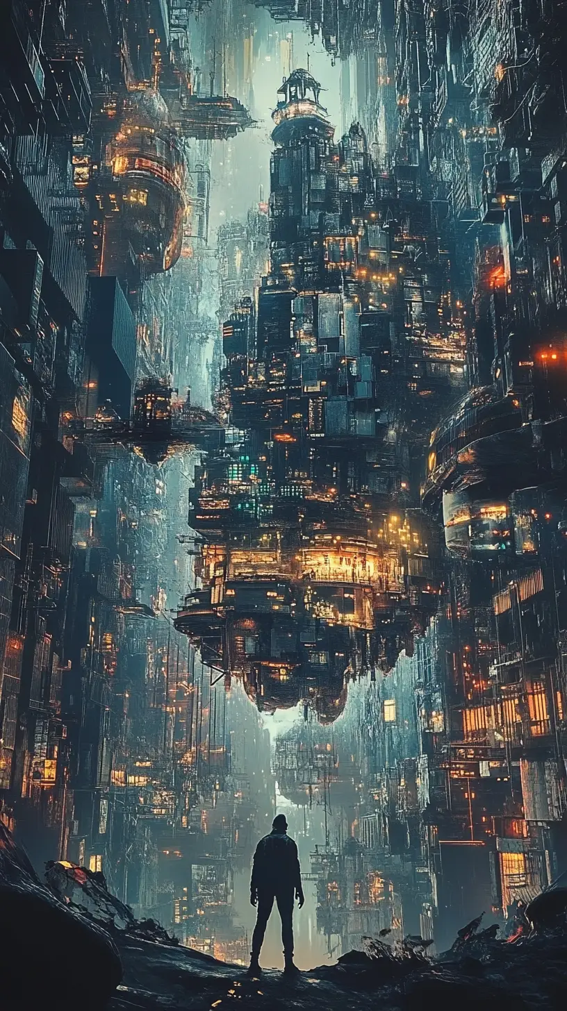 Surreal dark fantasy illusion in cyberpunk inspired art