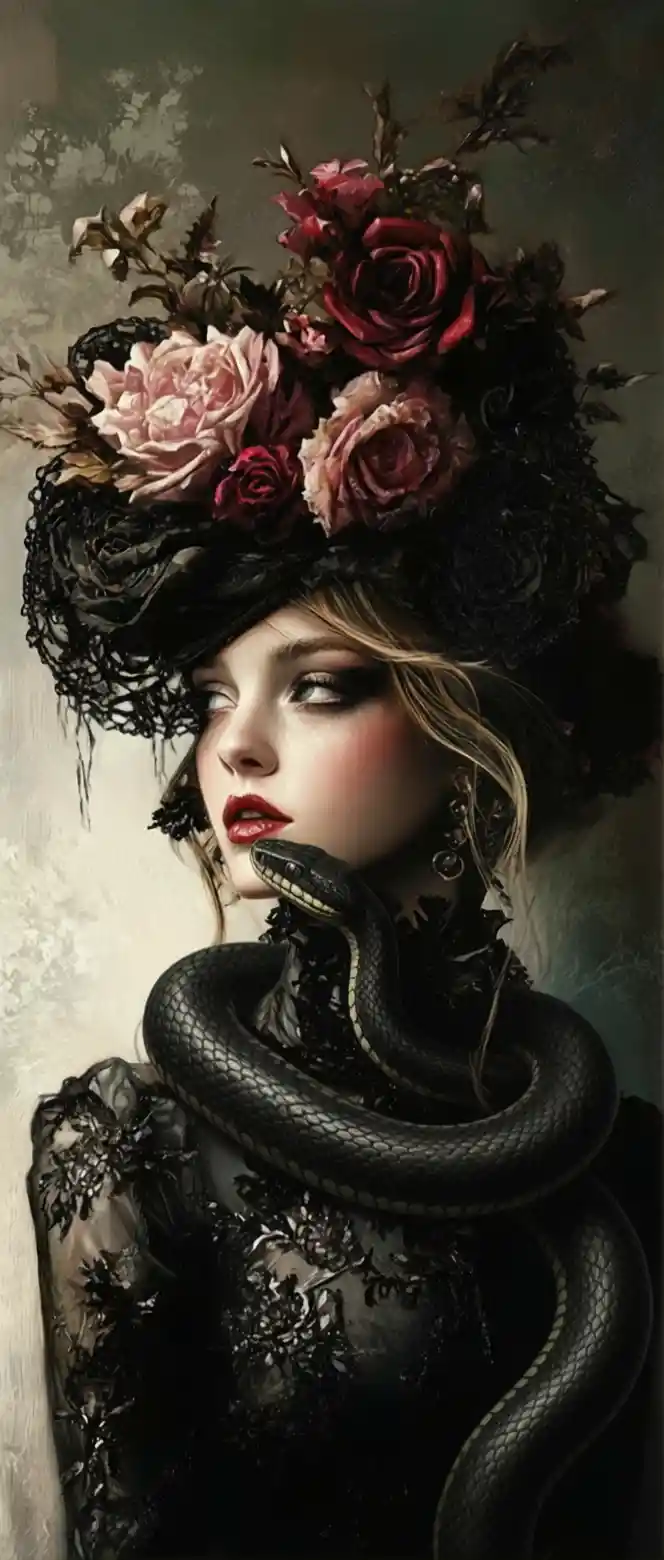 Beautiful snake softly whispering to a nearby figure