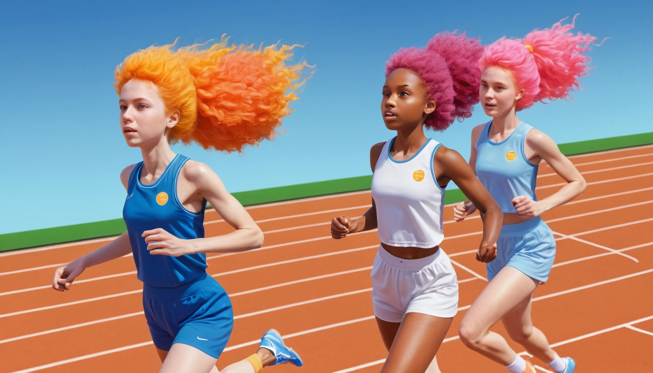 Ragazze che fanno atletica in un mondo ispirato a Venere