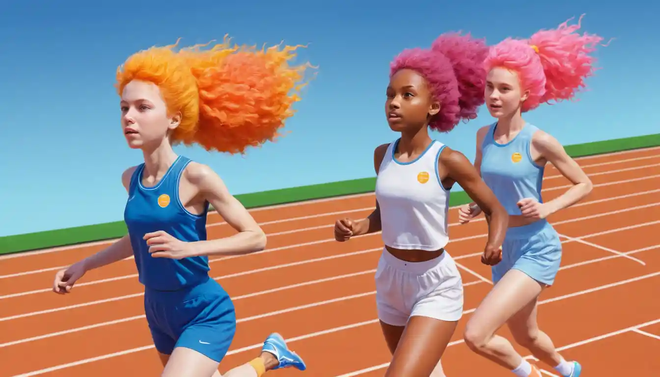 Ragazze che fanno atletica in un mondo ispirato a Venere