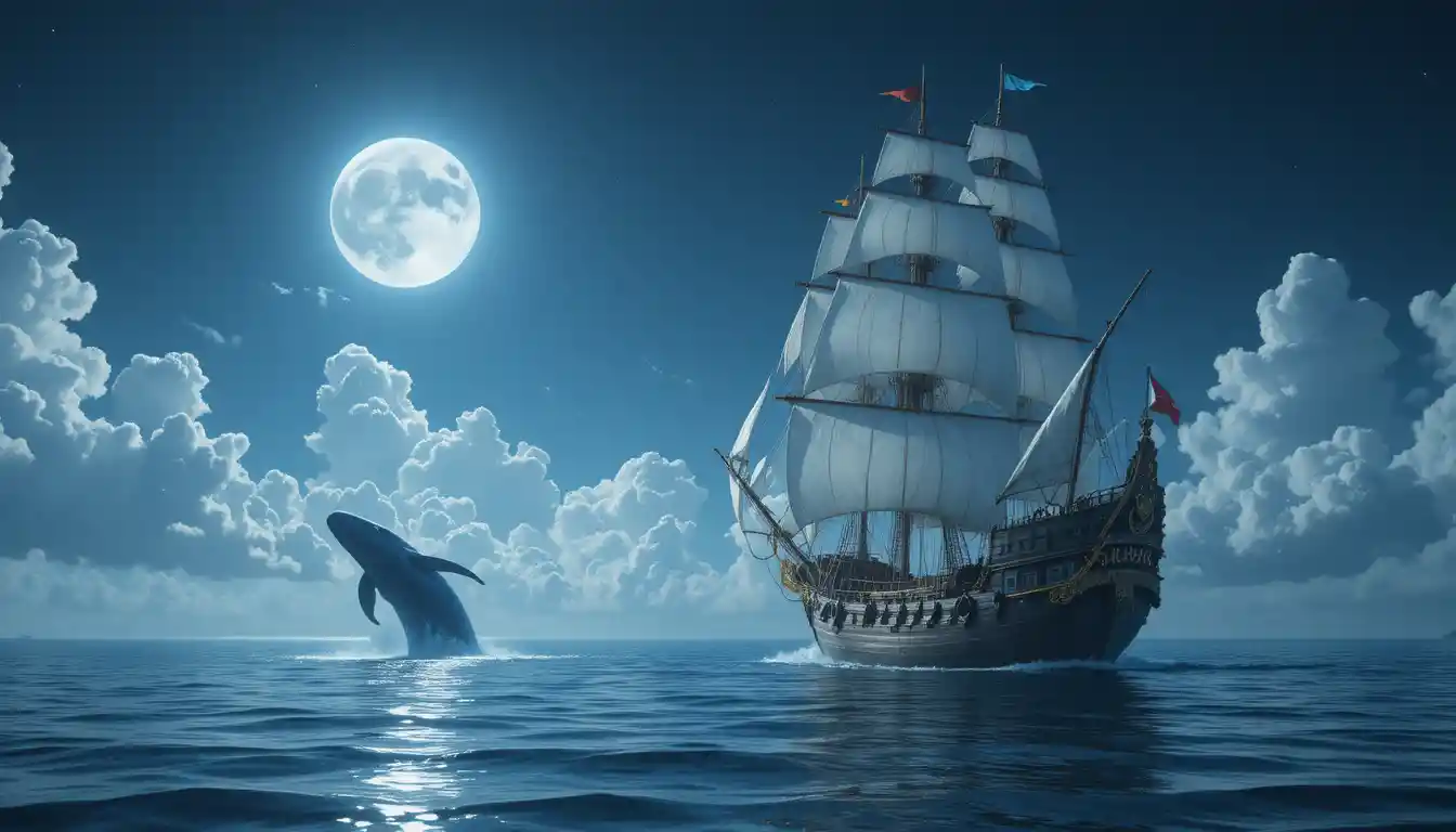 Majestic sailing ship gliding across a cloud ocean