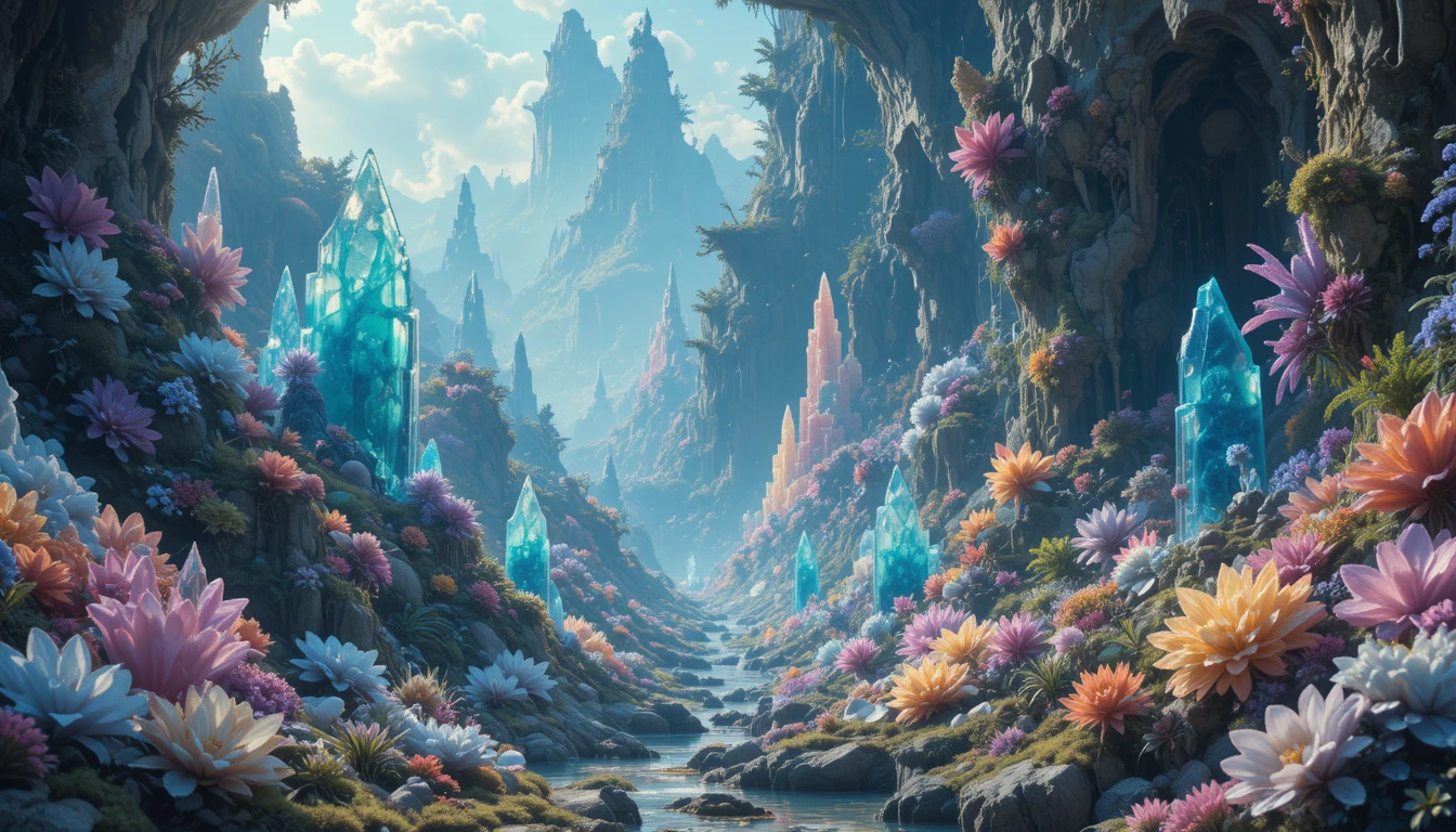 Fantastical Fusion Of Minerals Animals And Plants In One Scene