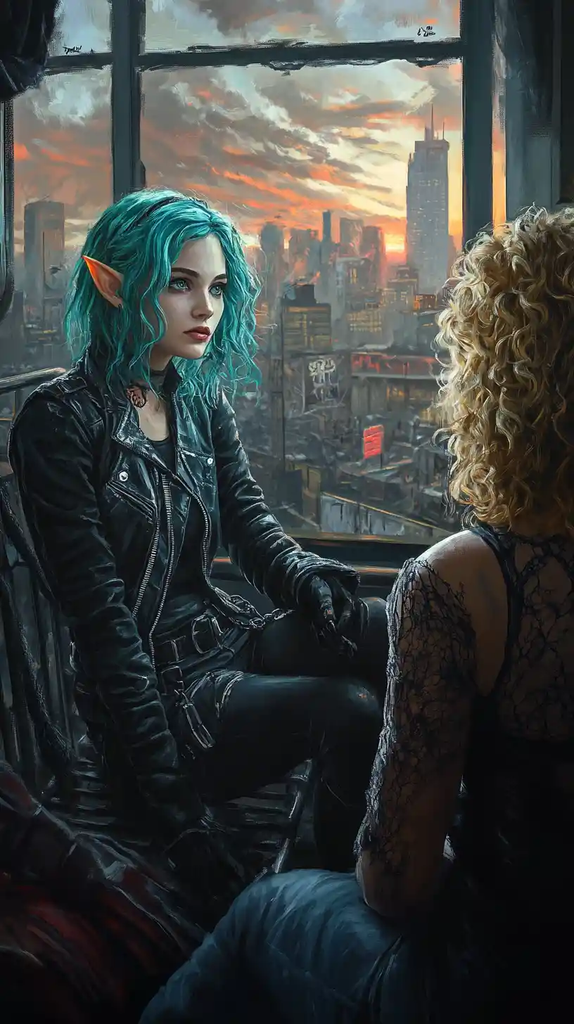 Elf woman on metal bed in bleak abandoned room