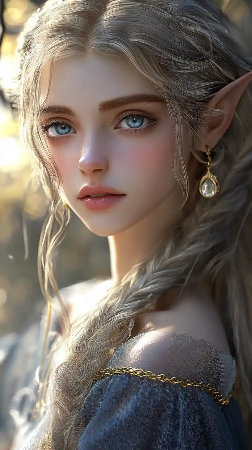 Dark elf princess portrait with ethereal gemstone jewelry