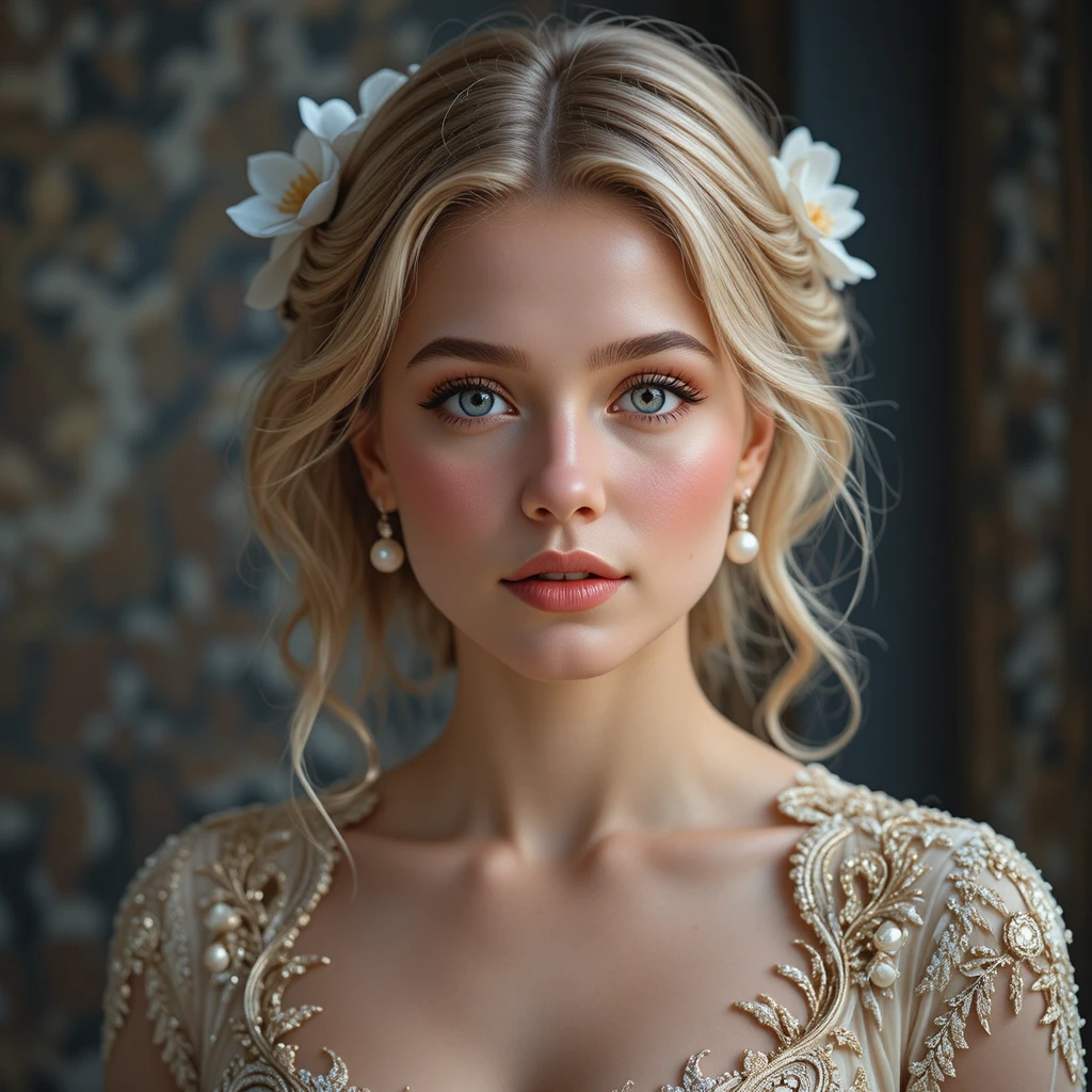 Young blonde woman in soft elegant portrait lighting