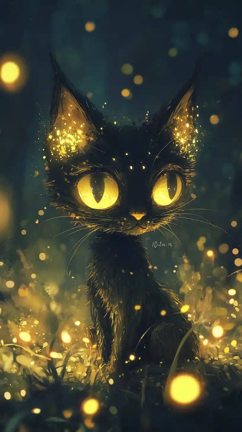 Süße Fantasy-Kreatur Illustration mit großen funkelnden Augen