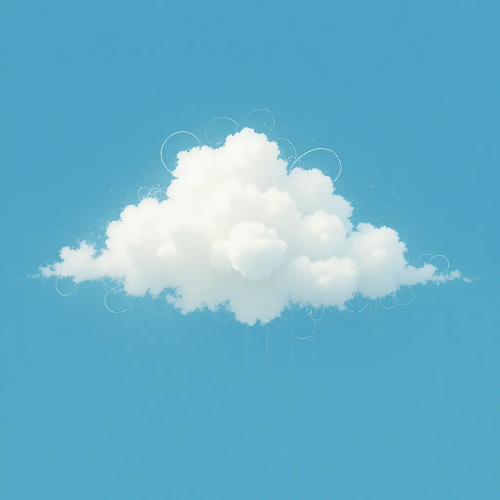 Minimalist white cloud in a bright blue sky
