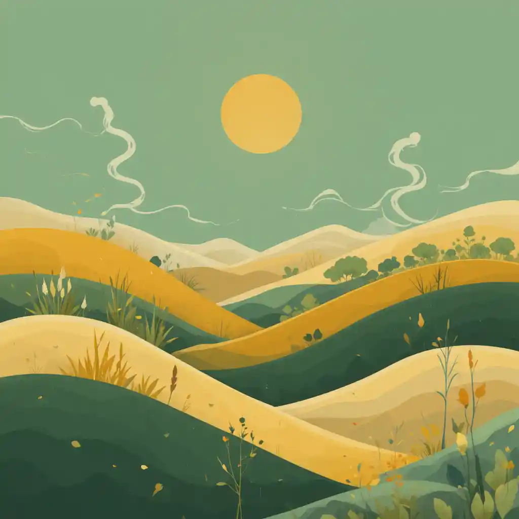 Ayurvedic herbal landscape vector for tea packaging