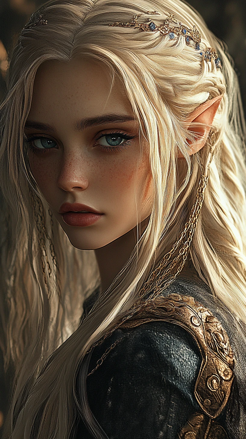 Dark elf princess portrait with cold ethereal presence
