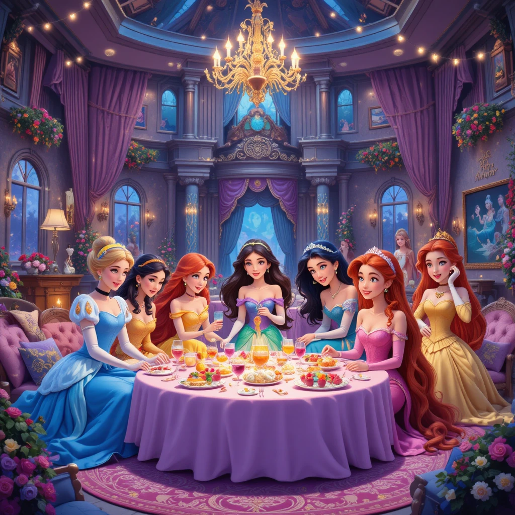 Übernachtungsparty mit Disney-Prinzessinnen in einer gemütlichen Luxusvilla