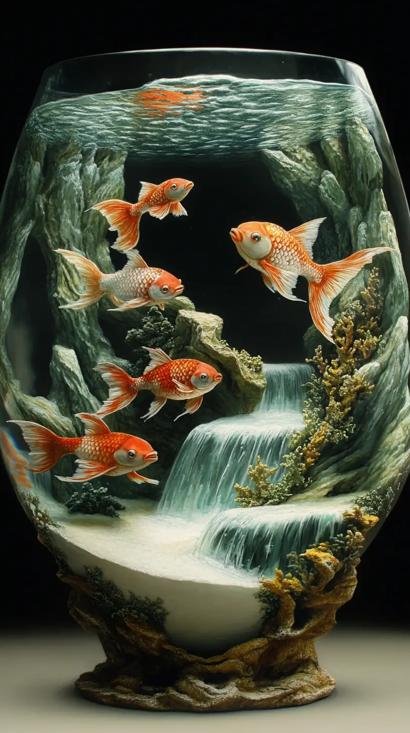 Surreal illusion scene with a deceptive fishbowl vision