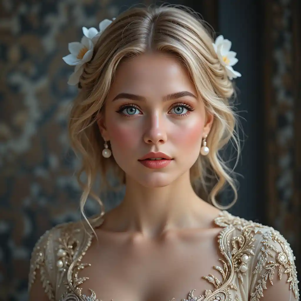 Young blonde woman in soft elegant portrait lighting