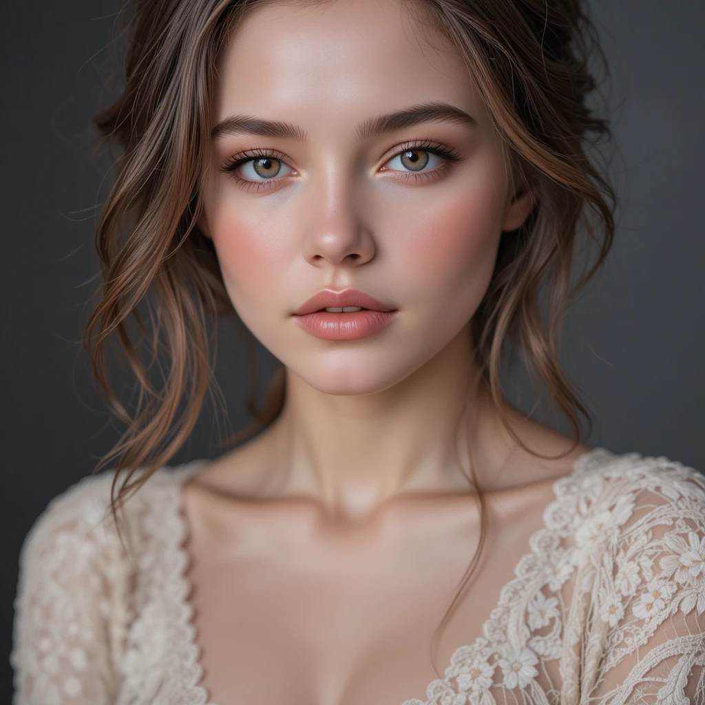Close up portrait of a young woman with hazel eyes