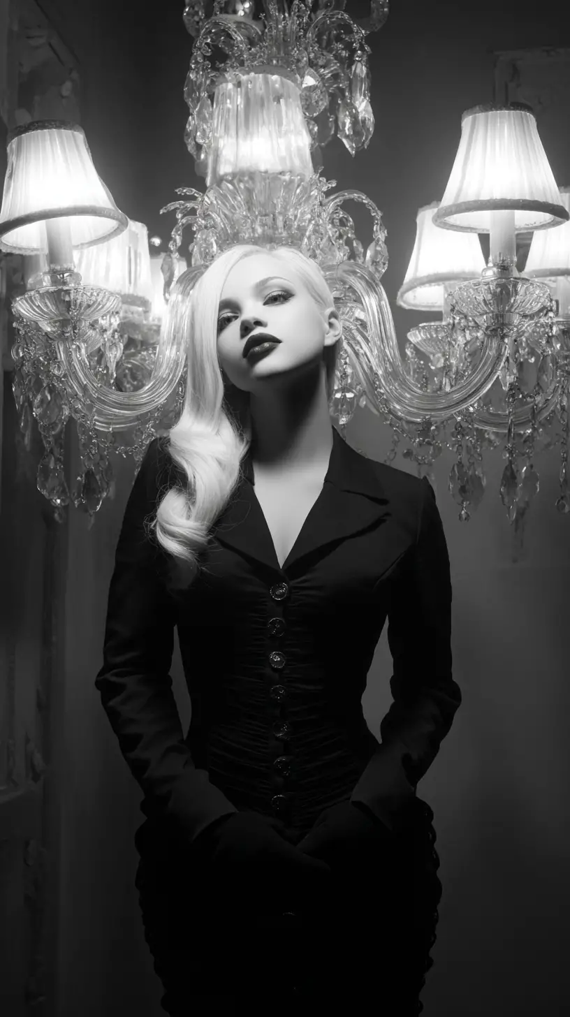 Elegant femme fatale in contemporary fashion editorial scene