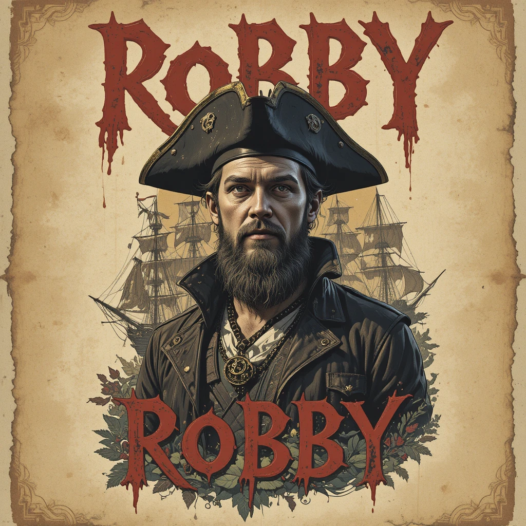 남성과 굵은 Robby 텍스트가 있는 포스터 디자인