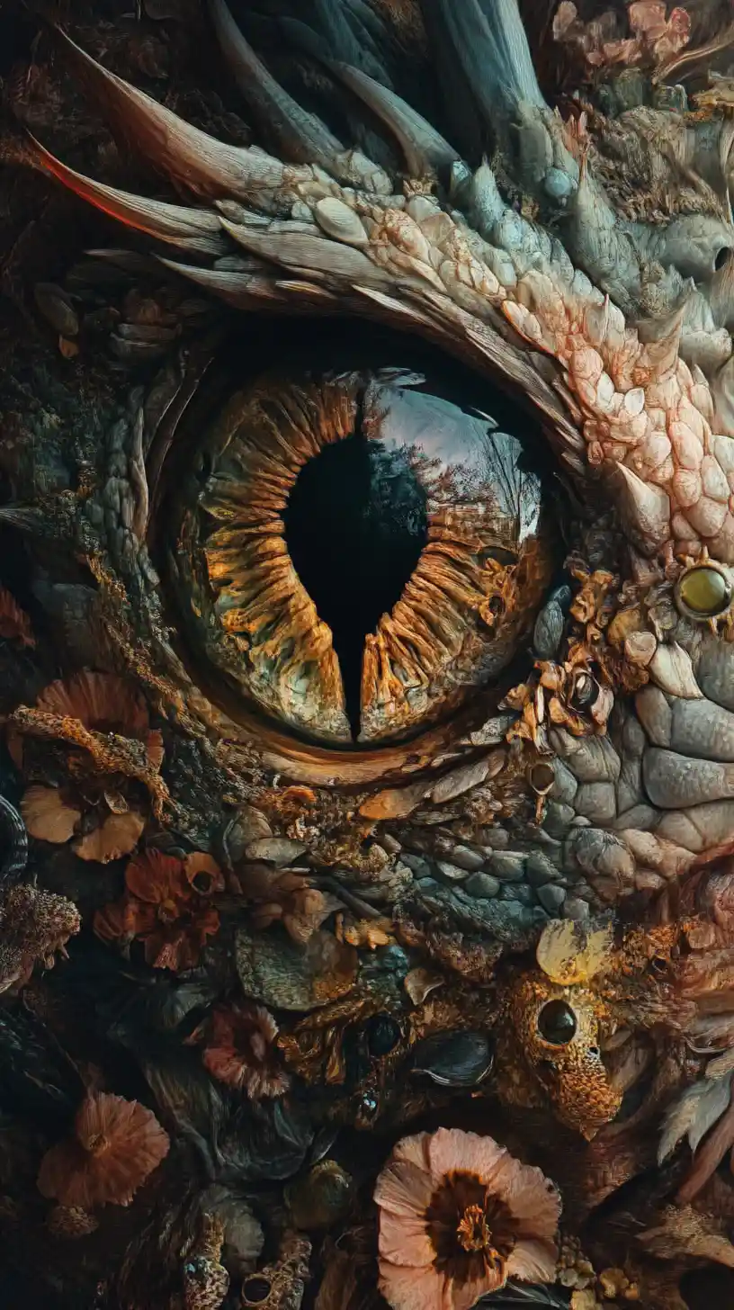 Primo piano estremo surreale di un misterioso occhio di drago