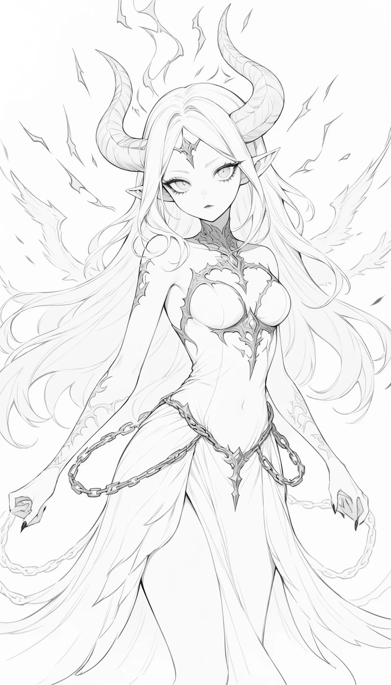 Demonic woman with flaming horns and black wings