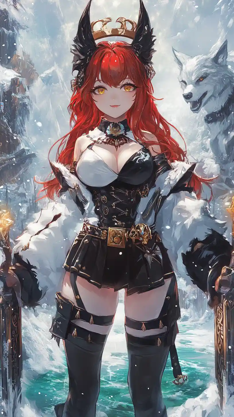 水晶宮中揮舞戰鎚的紅髮動漫少女