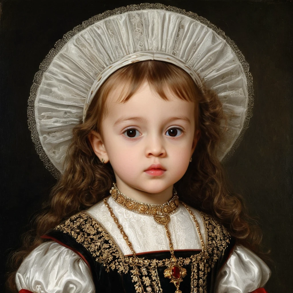 Renaissance portrait of a young Castilian toddler vampire witch
